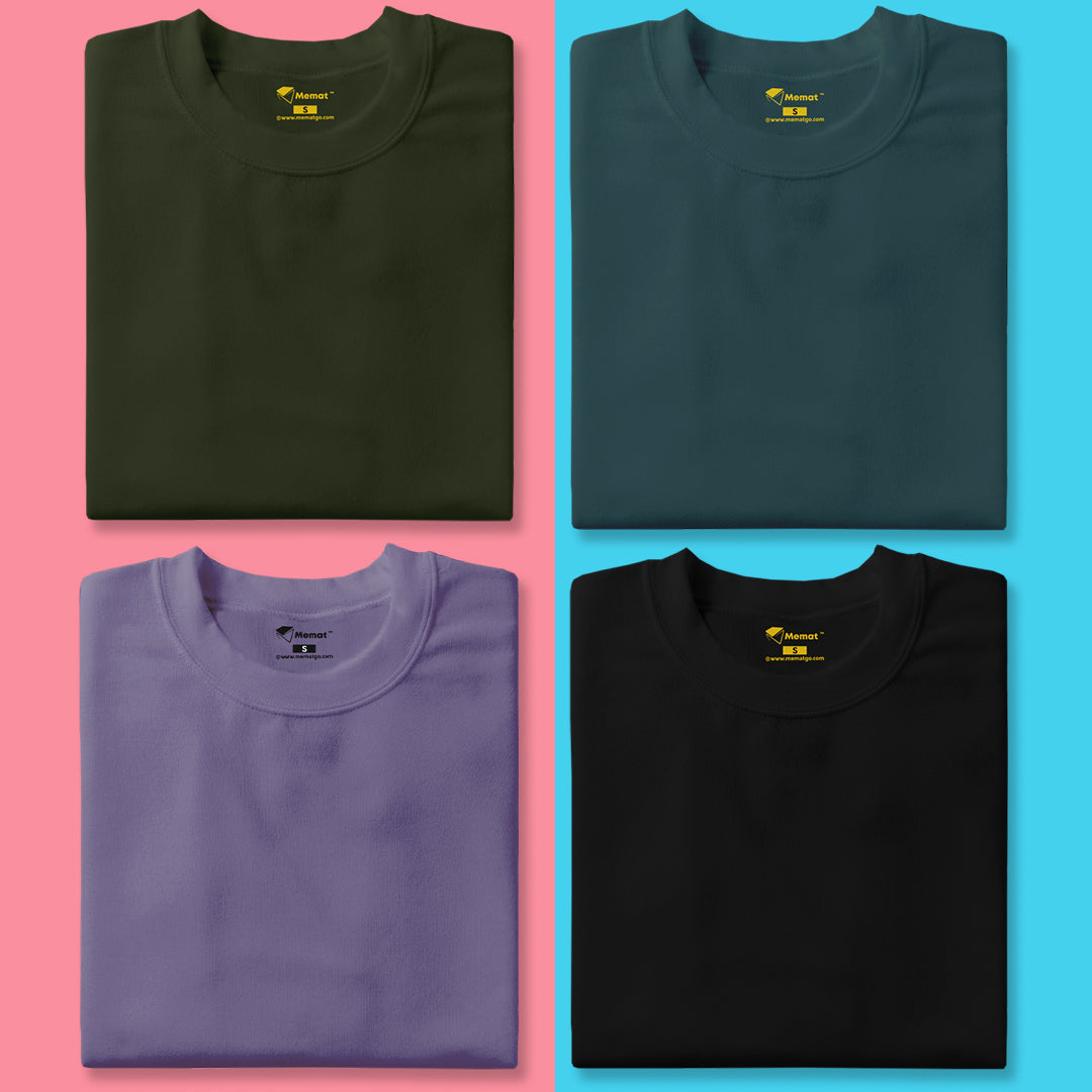 Unisex Round Neck Half Sleeves Tshirt Combo pack of 4