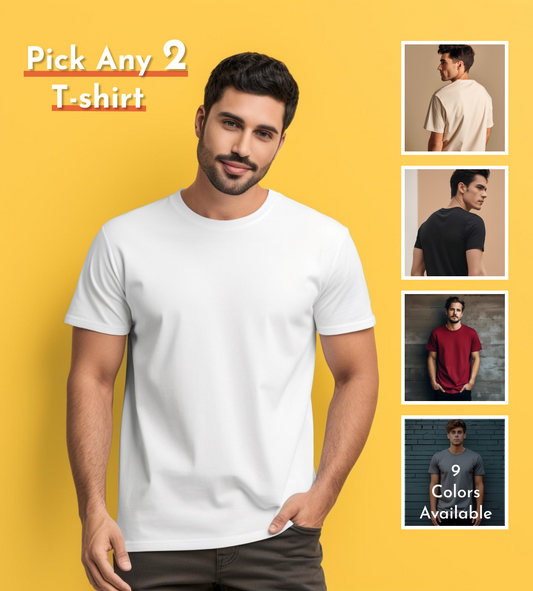 Unisex Round Neck Half Sleeves Tshirt Combo pack of 2