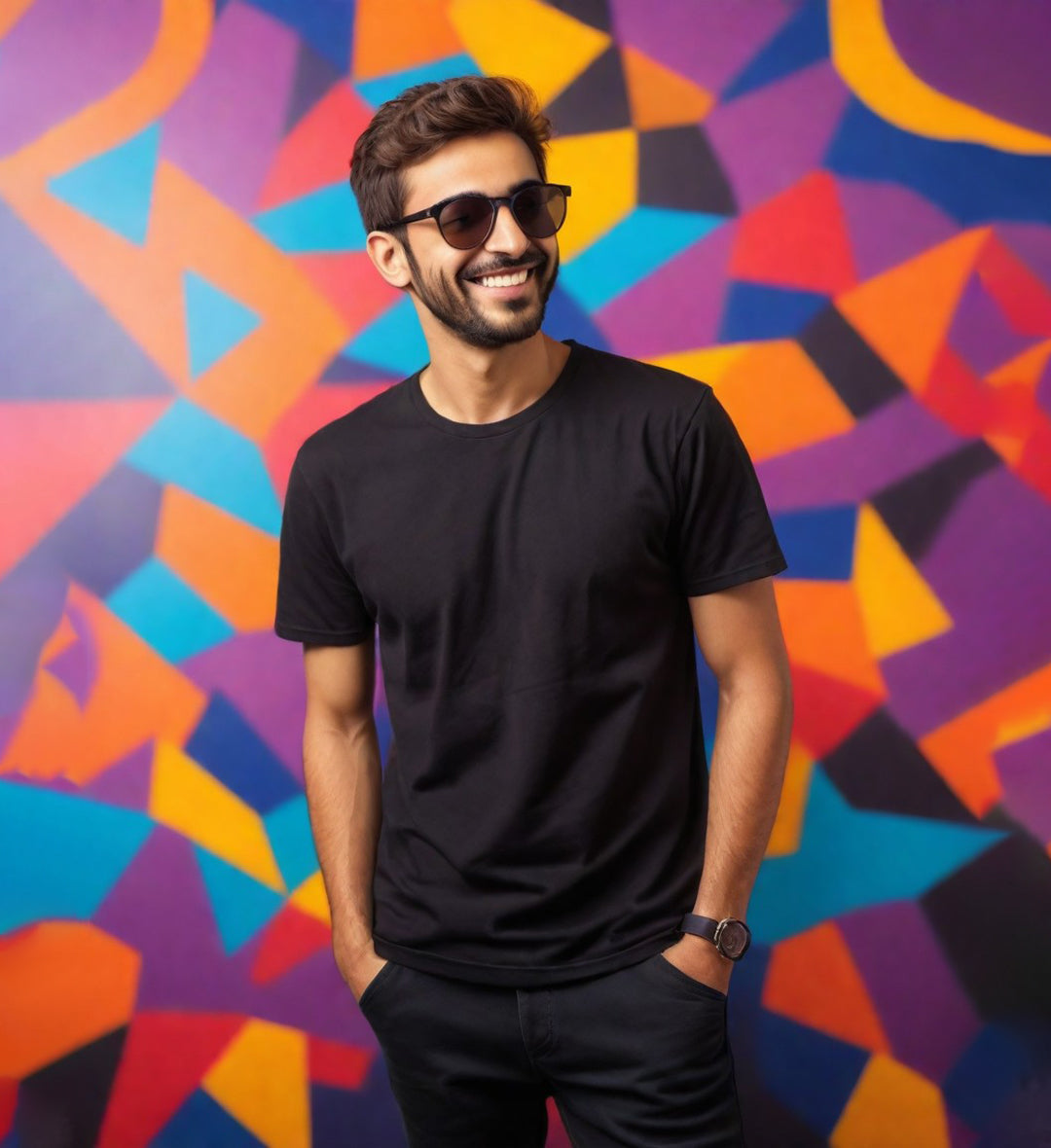 Black  Round Neck  T-Shirt