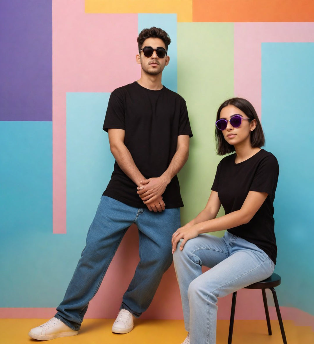 Black  Round Neck  T-Shirt