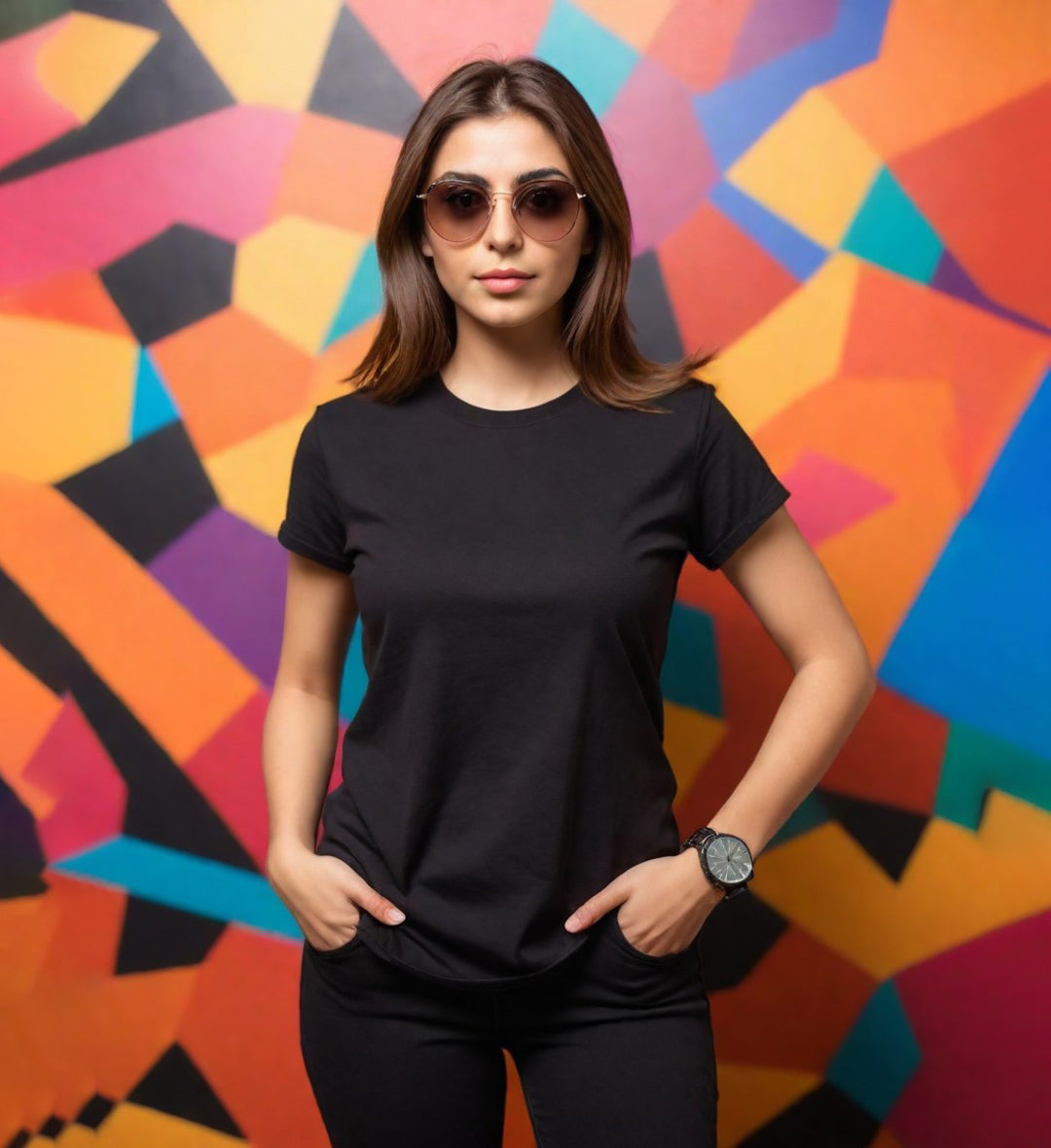 Black  Round Neck  T-Shirt