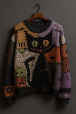 Patch Cat Halloween Sweater